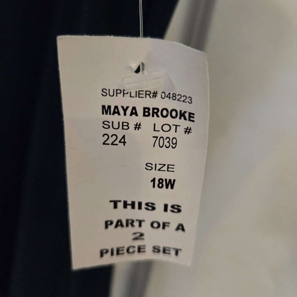 Maya Brooke Mallard Teal Green MOB Formal Midi Dress Lace Jacket/Pearls 18W NWT - Picture 9 of 13